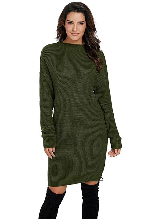 Green Sweater Dress .